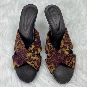 Donald J Pliner Leopard Crisscross Slip On Sandal